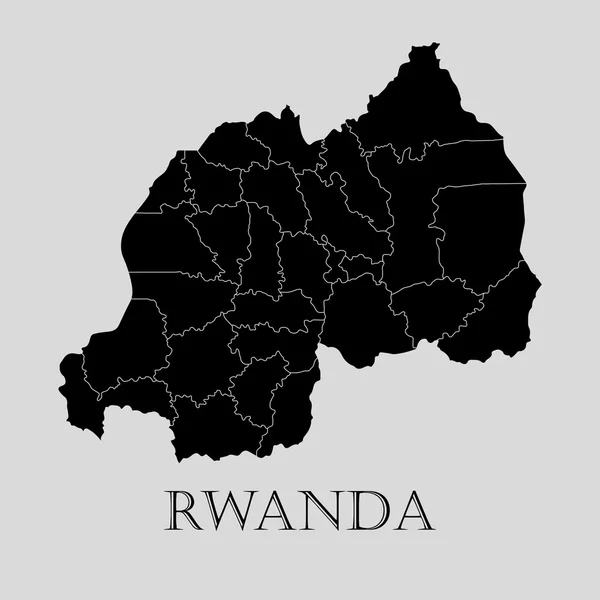 Siyah Ruanda haritası - vektör illüstrasyon — Stok Vektör
