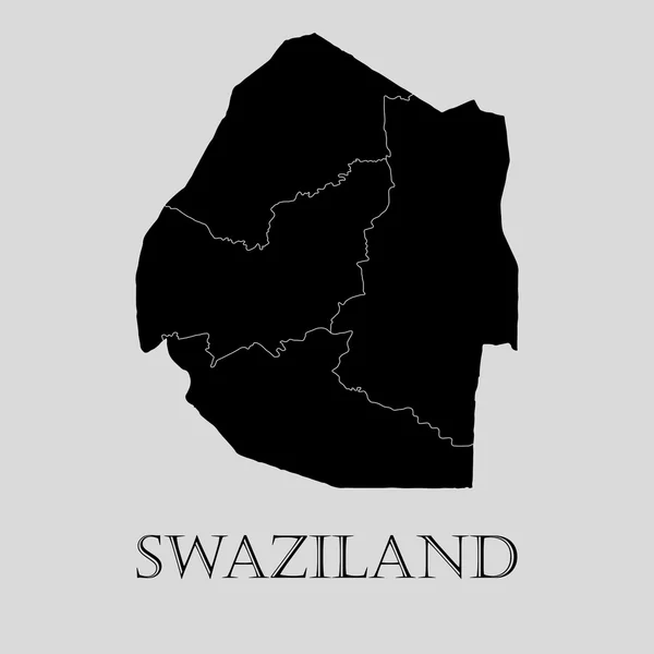 Mapa de Swazilandia Negra - ilustración vectorial — Archivo Imágenes Vectoriales