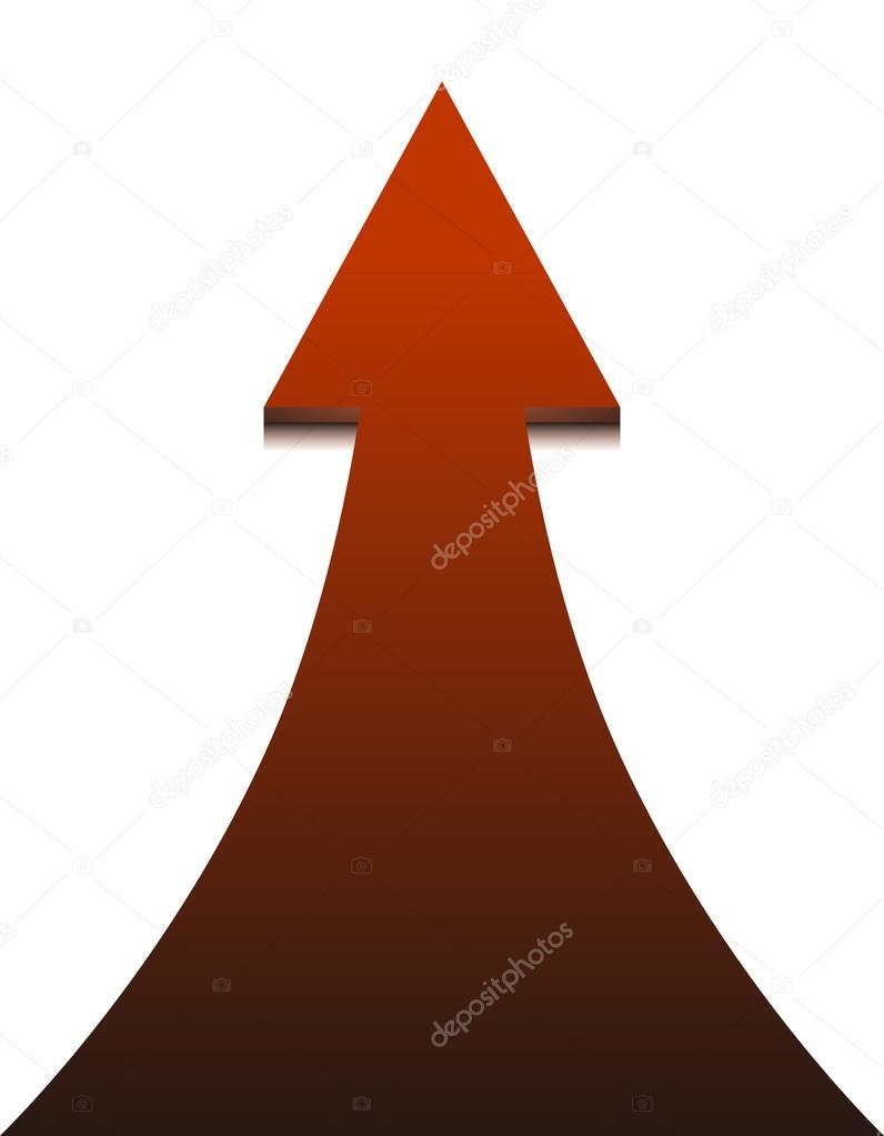 Red arrow on white background - vector illustration.