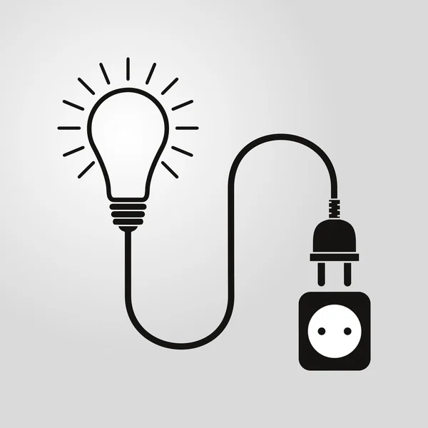 Ampul, tel Tak ve soket - vektör çizim.