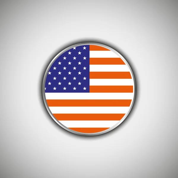 Bandera redonda con bandera estadounidense. Ilustración vectorial . — Archivo Imágenes Vectoriales