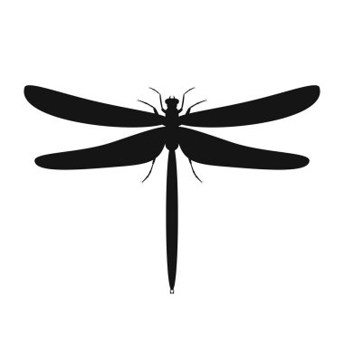 Yusufçuk ikonu. Kara yusufçuk silueti. Vektör çizimi. Yusufçuk simgesi izole edildi.