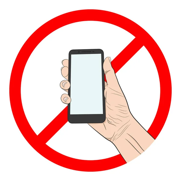 Stop Phone Sign Phone Smartphone Sign White Background Forbidden Cell — Stock Vector