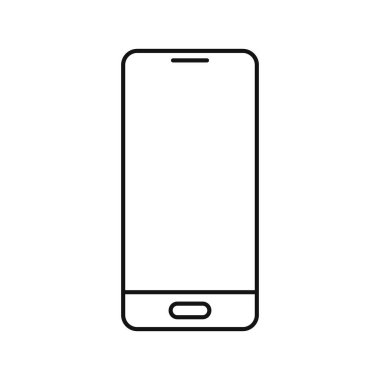Doğrusal telefon simgesi izole edildi. Taslak akıllı telefon simgesi. Vektör çizimi. Telefon ince çizgi biçiminde.