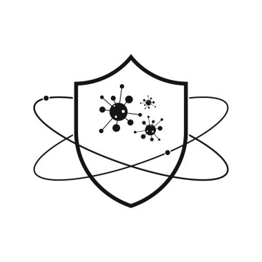 Coronavirus işaretli kalkan simgesi. Güvenlik konsepti ikonu. Vektör çizimi. Covid-19 işareti izole edildi