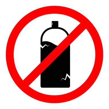 Aerosol spreyi yok. Vektör çizimi. Sprey boyayı durdur. Hasarlı sprey boya kutusu kullanma..