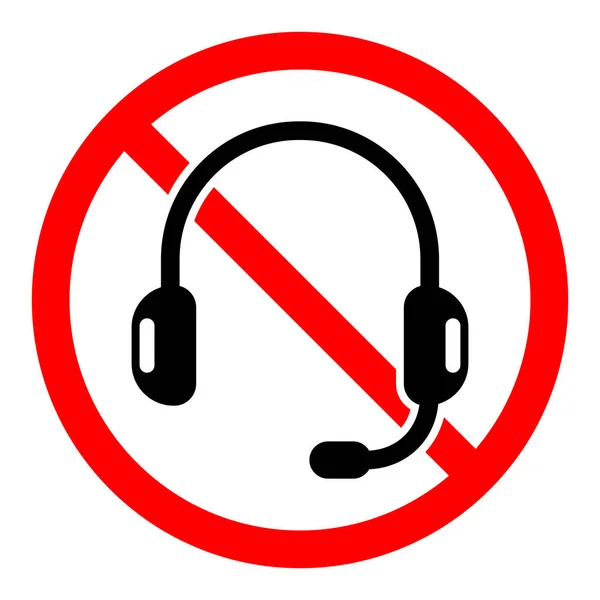 Los Auriculares Están Prohibidos Ilustración Vectorial Hay Señal Auriculares Fondo — Vector de stock