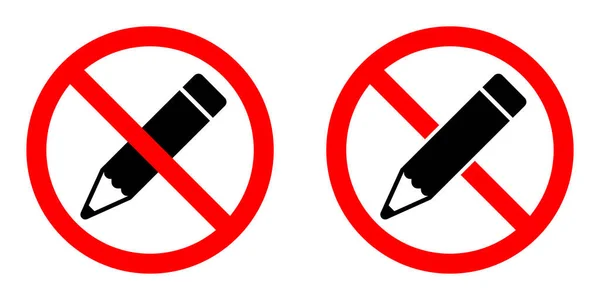 鉛筆は禁止です 鉛筆アイコンセットを停止します ベクトルイラスト 鉛筆が使えない — ストックベクタ