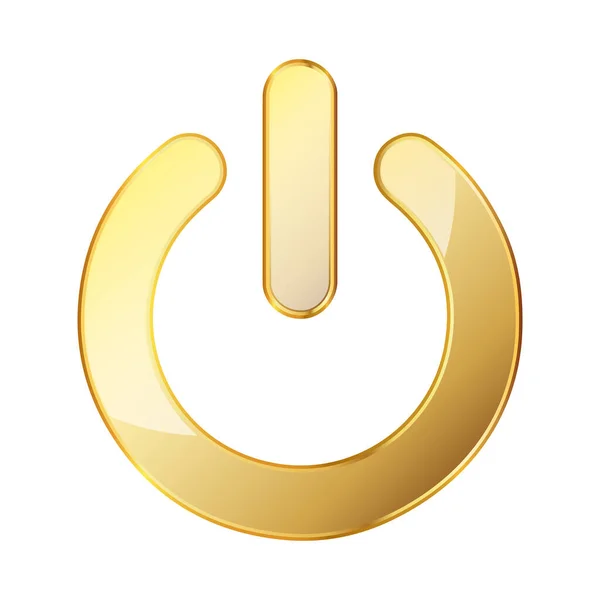 Кнопка Питания Золотой Вектор Золотая Кнопка Питания Белом Фоне Вкл — стоковый вектор