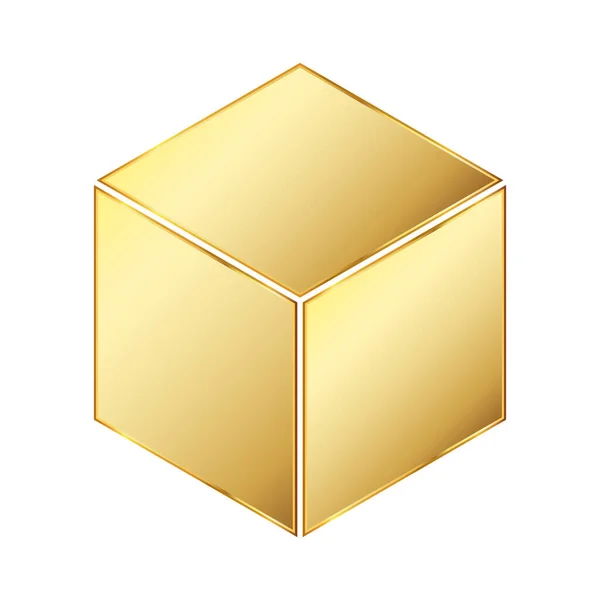 Ícone Cubo Ilustração Vetorial Dourada Ícone Cubo Ouro Fundo Branco —  Vetores de Stock