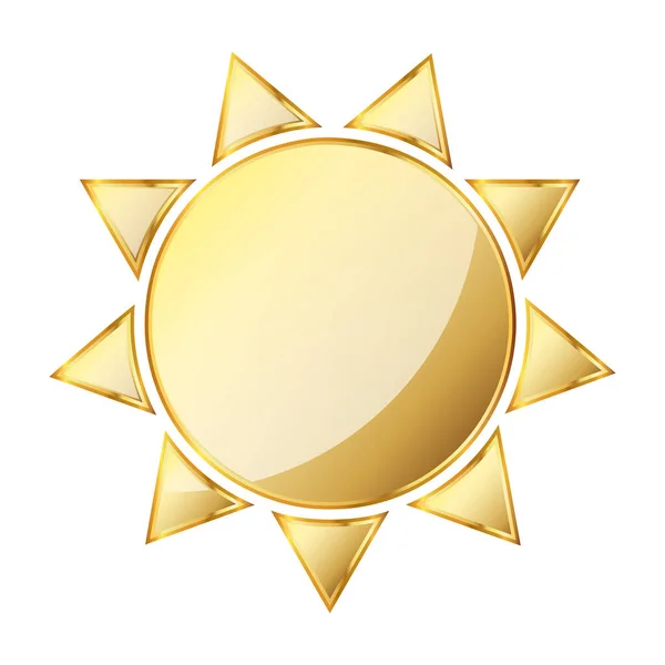 Ikona Słońca Złota Ilustracja Wektora Złota Ikona Słońca Białym Tle — Wektor stockowy