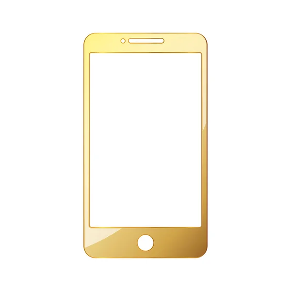Phone Icon Gold Smartphone Icon Isolated Vector Illustration Gold Symbol — Stock Vector