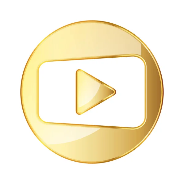 Gold Play Button Play Icon Isolated Vector Illustration Gold Play — Stock Vector