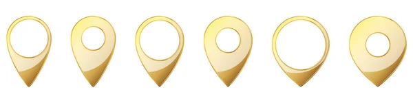 Набор Значков Местоположения Золотые Значки Навигации Белом Фоне Векторная Иллюстрация — стоковый вектор