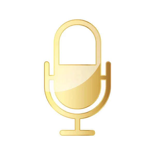 Ikona Mikrofonu Ikona Zlatého Mikrofonu Izolována Vektorová Ilustrace Zlatý Symbol — Stockový vektor
