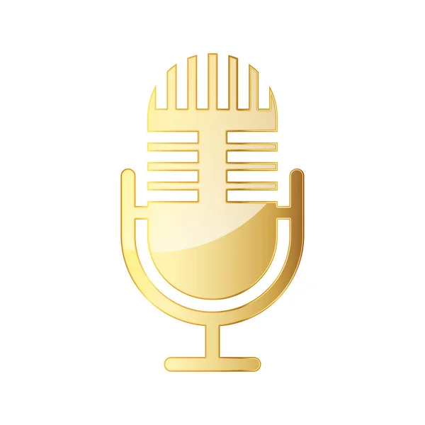 Mikrofon Simgesi Altın Mikrofon Ikonu Izole Edildi Vektör Çizimi Mikrofonun — Stok Vektör