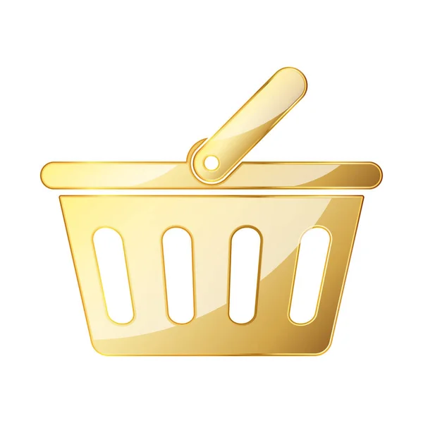 Shopping Basket Icon Gold Shopping Basket Icon Vector Illustration Gold — Stock Vector