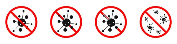 Coronavirus Dur Işareti Kırmızı Tehlike Simgeleri Vektör Çizimi Covid Işareti — Stok Vektör