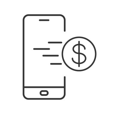 Dolar sembollü telefon simgesi. Vektör çizimi. Kavramsal iş ikonu. Çevrimiçi alışveriş simgesi