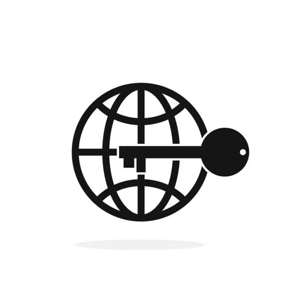 Символ Глобуса Ключом Концептуальная Векторная Иллюстрация Иконка — стоковый вектор