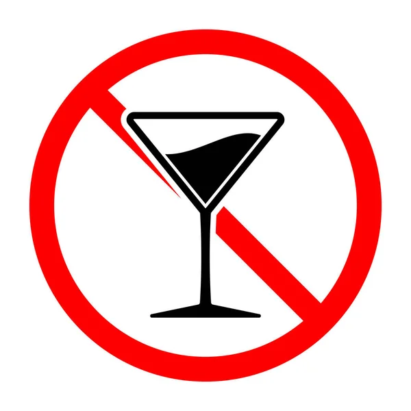 Alcohol Está Prohibido Vidrio Martini Con Icono Prohibición Detener Prohibir — Archivo Imágenes Vectoriales