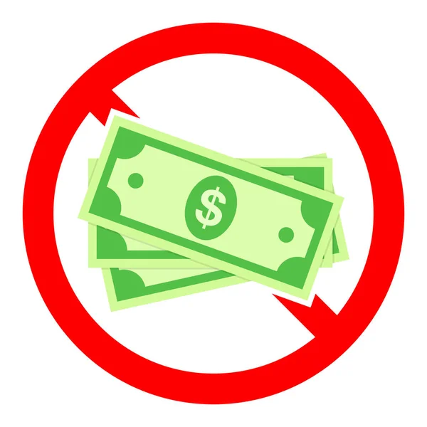 Ícone Banimento Dinheiro Dinheiro Papel Proibido Pare Proíba Sinal Redondo —  Vetores de Stock