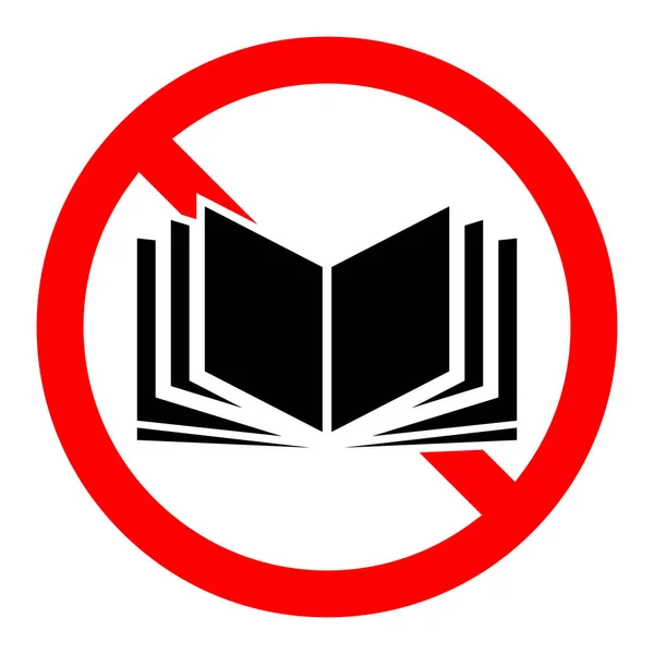 Pare Sinal Livro Nenhum Ícone Livro Isolado Assinatura Proibição Vermelha — Vetor de Stock