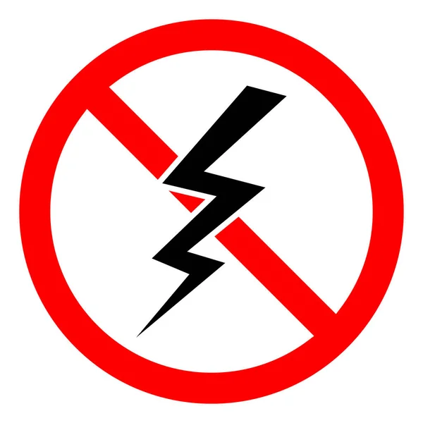 Lightning Ban Icon Lightning Prohibited Stop Ban Red Sign Lightning — Stock Vector