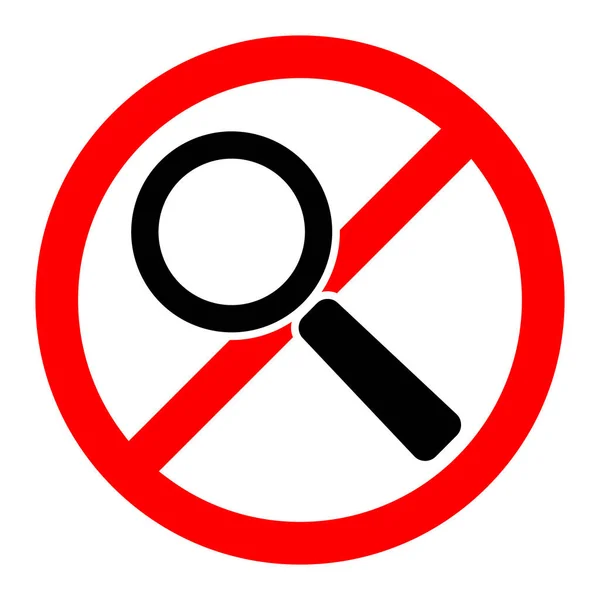 拡大鏡のアイコンで赤い丸印を停止または禁止します ベクトルイラスト 禁止されてる 検索の概念 — ストックベクタ