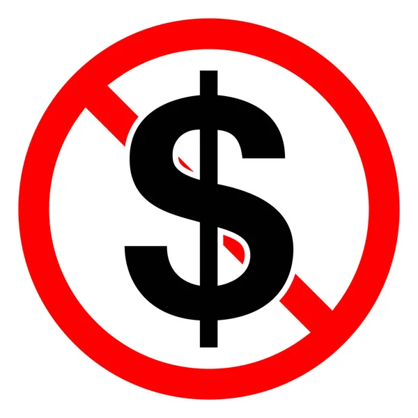 没有货币向量符号 停止现金支付标志 没有美元标志 禁止性签署 — 图库矢量图片