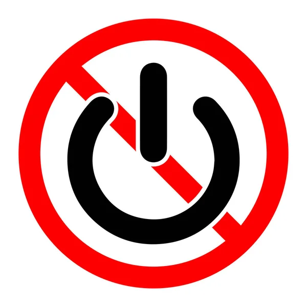 Power Button Power Ban Icon Prohibited Stop Ban Red Sign — Stock Vector