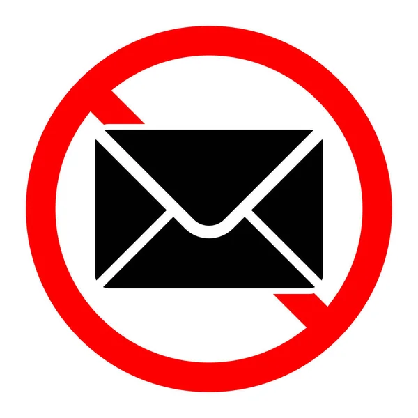 メール禁止アイコン 手紙は禁止です 赤い丸印をメールアイコンで停止または禁止します ベクトルイラスト 禁断の標識 — ストックベクタ