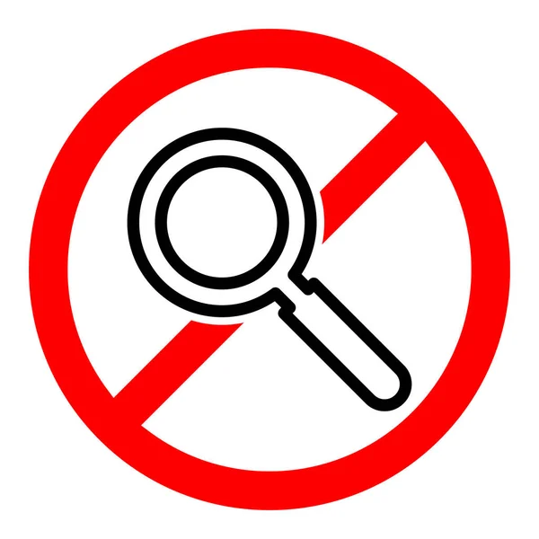 拡大鏡のアイコンで赤い丸印を停止または禁止します ベクトルイラスト 禁止されてる 検索の概念 — ストックベクタ