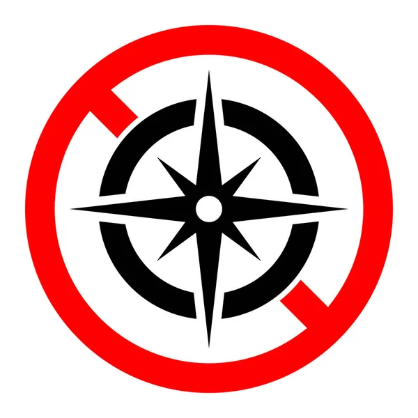 Icono Prohibición Brújula Compás Está Prohibido Detener Prohibir Signo Redondo — Archivo Imágenes Vectoriales