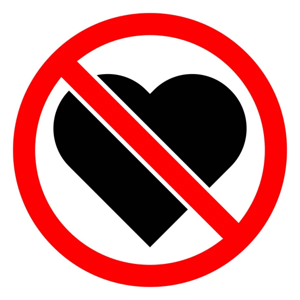 爱情是被禁止的停止或禁止红色圆形标志与心脏图标 矢量图解 禁止性签署 — 图库矢量图片