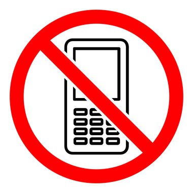 Telefon işaretini durdur. Telefon yok. İzole edilmiş telefon işareti yok. Yasak cep telefonu işareti. Vektör illüstrasyonu.