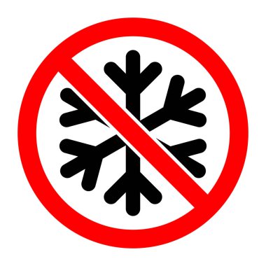 Kar tanesi simgesiyle kırmızı tabelayı durdur ya da yasakla. Vektör çizimi. Yasak işaret. Dondurmak yasaktır.