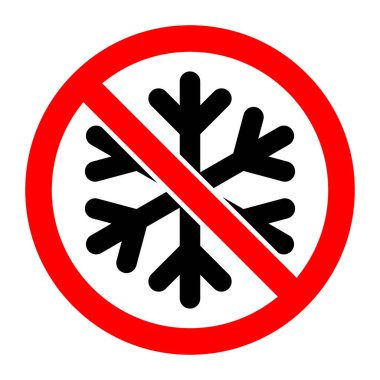 Kar tanesi simgesiyle kırmızı tabelayı durdur ya da yasakla. Vektör çizimi. Yasak işaret. Dondurmak yasaktır.