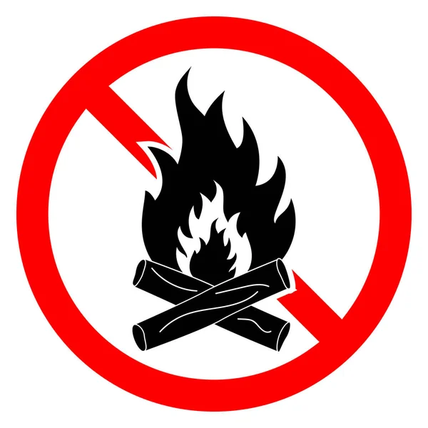 Állítsd Meg Máglyát Nincs Tűzikont Vörös Lángjelzés Betiltása Vektor Illusztráció — Stock Vector