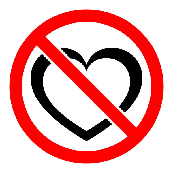 Love Prohibited Stop Ban Red Sign Heart Icon Vector Illustration — Stock Vector