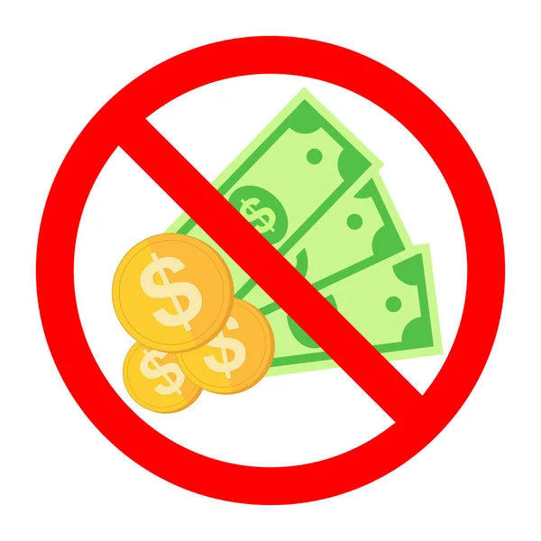 Ícone Banimento Dinheiro Dinheiro Papel Proibido Pare Proíba Sinal Redondo —  Vetores de Stock