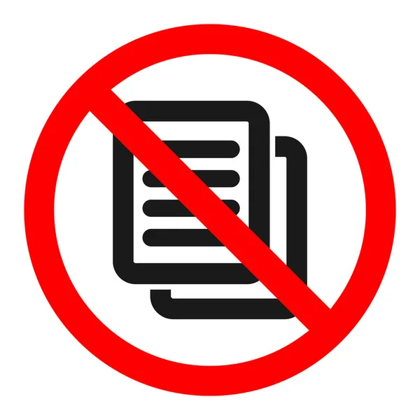 ドキュメントアイコンで赤い丸印を停止または禁止します ベクトルイラスト 禁止されてる ファイルは禁止 — ストックベクタ
