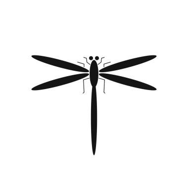 Yusufçuk ikonu. Kara yusufçuk silueti. Vektör çizimi. Yusufçuk simgesi izole edildi.