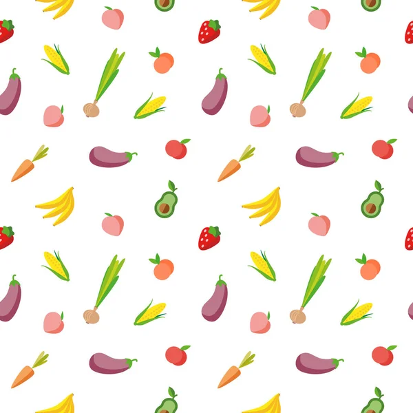Patrón Sin Costuras Con Verduras Frutas Fondo Minimalista Ilustración Vectorial — Vector de stock