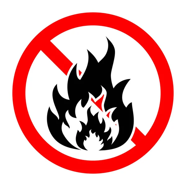 Detén Icono Hoguera Hay Icono Fuego Prohibición Roja Señal Llama — Vector de stock