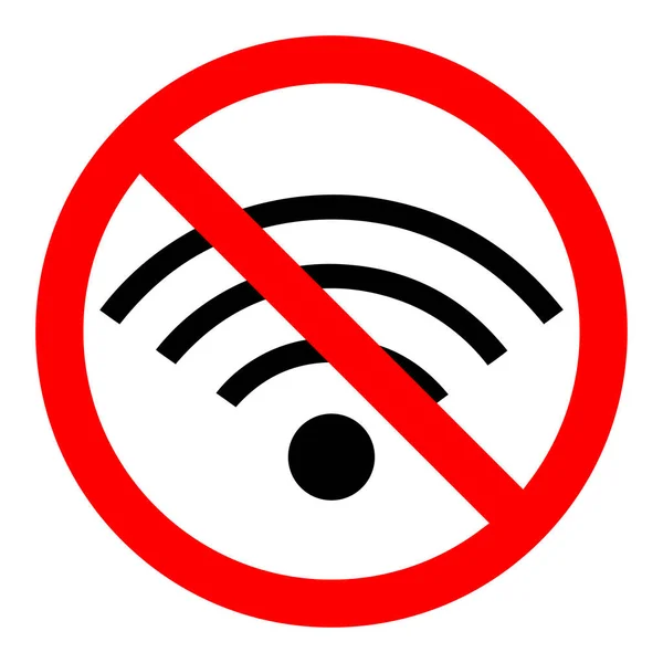 Kablosuz Internet Sinyali Yok Yasak Simgesiyle Kırmızı Tabelayı Durdur Yasakla — Stok Vektör