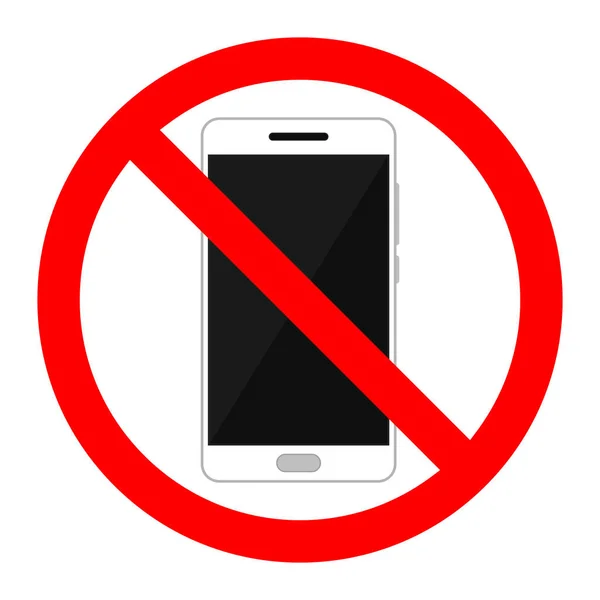電話のサインを止めて 電話はない 白い背景にスマートフォンの標識はありません 禁止された携帯電話のサイン ベクターイラスト — ストックベクタ
