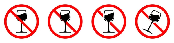 Alcohol Está Prohibido Copa Vino Con Icono Prohibición Detener Prohibir — Archivo Imágenes Vectoriales