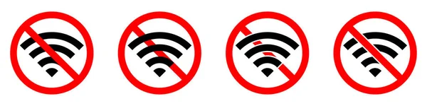 Kein Wifi Signal Ist Verboten Stopp Oder Verbot Roter Schilder — Stockvektor