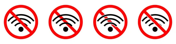 Hay Señal Wifi Está Prohibido Detener Prohibir Signo Redondo Rojo — Archivo Imágenes Vectoriales
